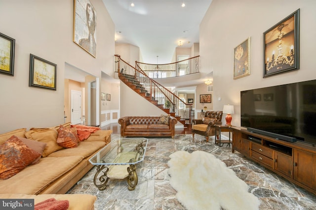 60 Sleepy Hollow Dr, Tabernacle, NJ 08088 - living area featuring stairs and a high ceiling
