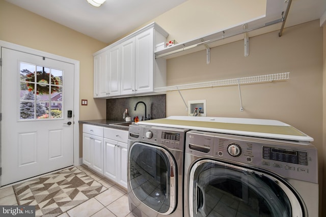 60 Sleepy Hollow Dr, Tabernacle, NJ 08088 - washroom with washer and clothes dryer, cabinet space, and light tile patterned floors