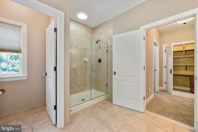 60 Sleepy Hollow Dr, Tabernacle, NJ 08088 - bathroom with a shower stall, baseboards, a closet, and tile patterned floors