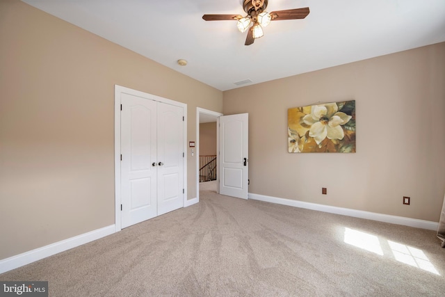 60 Sleepy Hollow Dr, Tabernacle, NJ 08088 - unfurnished bedroom with carpet, a closet, baseboards, and a ceiling fan