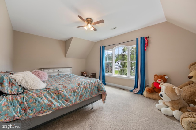 60 Sleepy Hollow Dr, Tabernacle, NJ 08088 - bedroom featuring vaulted ceiling, carpet flooring, ceiling fan, and baseboards