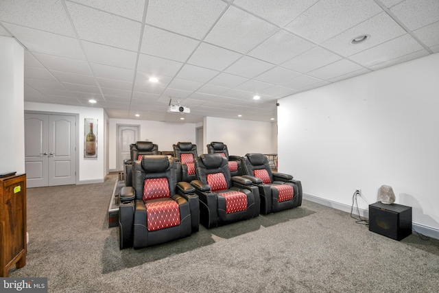 60 Sleepy Hollow Dr, Tabernacle, NJ 08088 - carpeted home theater with a paneled ceiling, recessed lighting, and baseboards