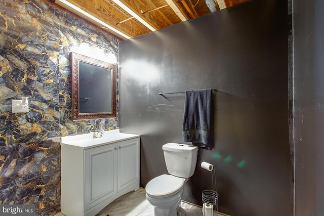 16600 Tortola Dr, Accokeek, MD 20607 - bathroom with vanity, toilet, and marble finish flooring