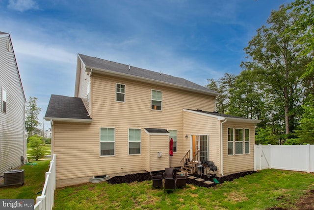 16600 Tortola Dr, Accokeek, MD 20607 - rear view of property featuring entry steps and central AC unit