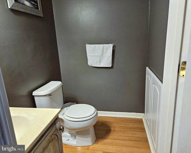 1106 Crestmont Dr, Mantua, NJ 08051 - bathroom featuring toilet, vanity, wood finished floors, and baseboards