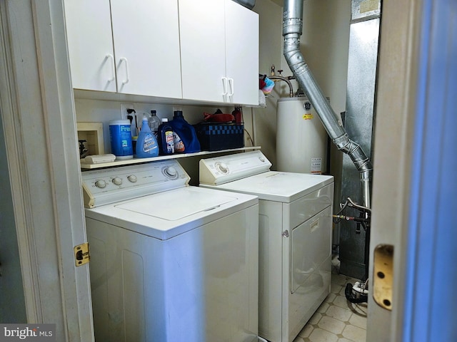 1106 Crestmont Dr, Mantua, NJ 08051 - laundry room with gas water heater, cabinet space, washer and clothes dryer, and light flooring