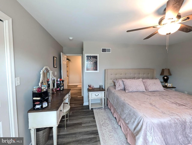 513 Dakemich Ct, Enola, PA 17025 - bedroom with dark wood finished floors, a ceiling fan, and baseboards