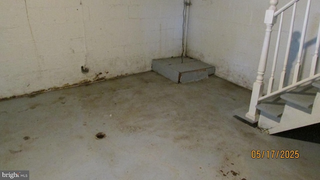 5901 Taylor Rd, Riverdale, MD 20737 - below grade area with concrete block wall and stairs