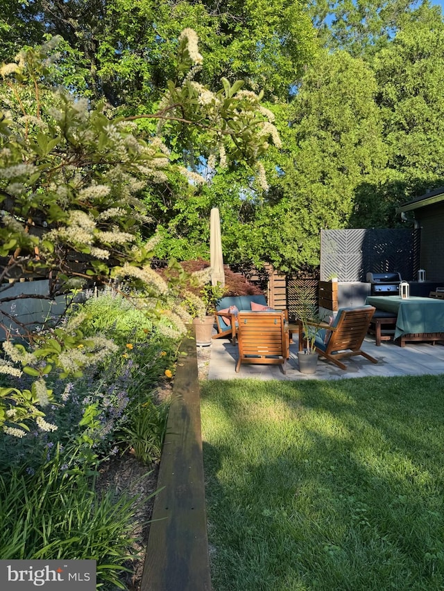 5929 Onondaga Rd, Bethesda, MD 20816 - view of green lawn featuring an outdoor hangout area and a patio area