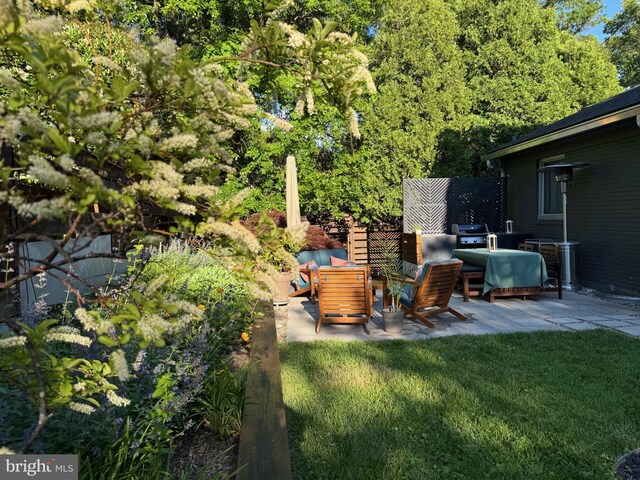 5929 Onondaga Rd, Bethesda, MD 20816 - view of green lawn with a patio area and outdoor lounge area