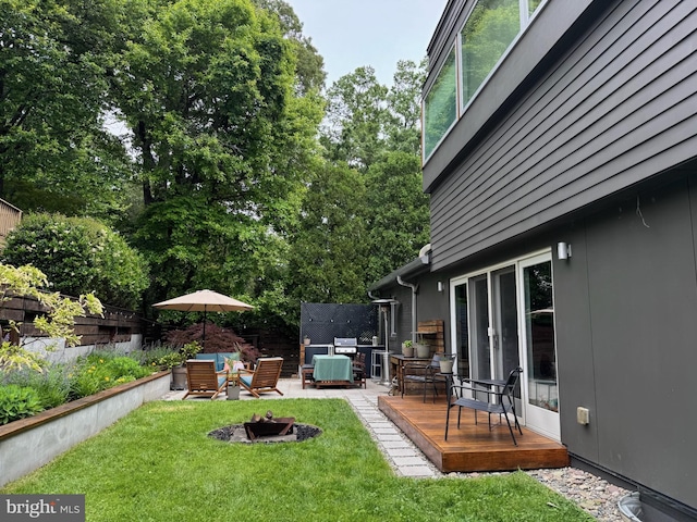5929 Onondaga Rd, Bethesda, MD 20816 - view of yard with an outdoor fire pit and outdoor dining area