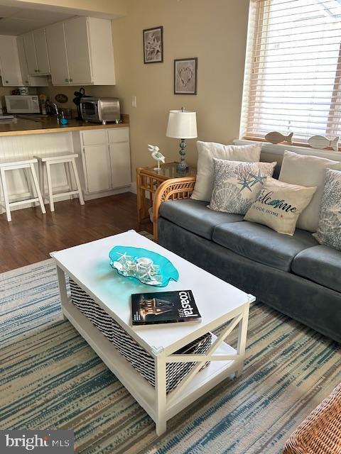 13 60th St Unit 201, Ocean City, MD 21842 - living area with dark wood-style flooring