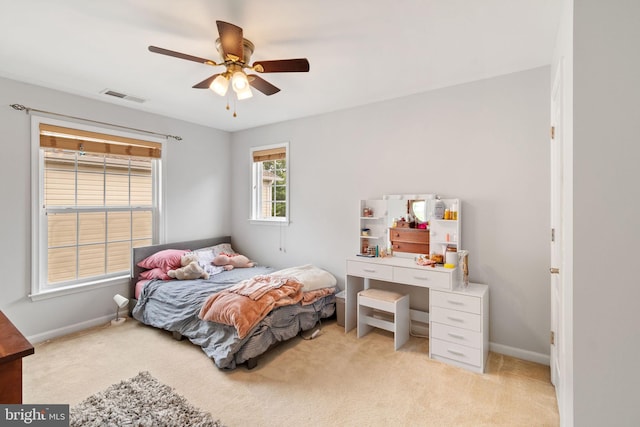 42026 Zircon Dr, Aldie, VA 20105 - bedroom with light colored carpet, baseboards, and ceiling fan