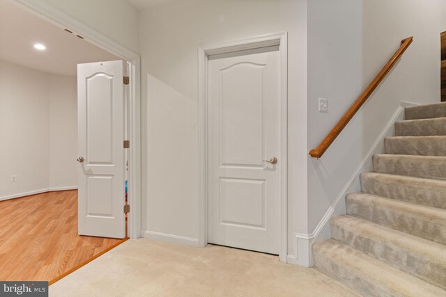 42026 Zircon Dr, Aldie, VA 20105 - stairs with baseboards, recessed lighting, and wood finished floors