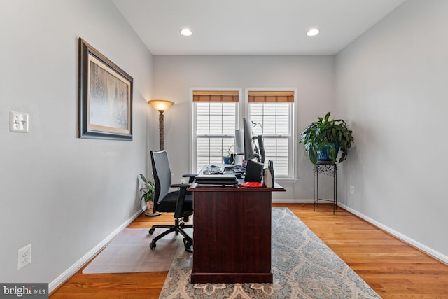 42026 Zircon Dr, Aldie, VA 20105 - office area with wood finished floors, baseboards, and recessed lighting