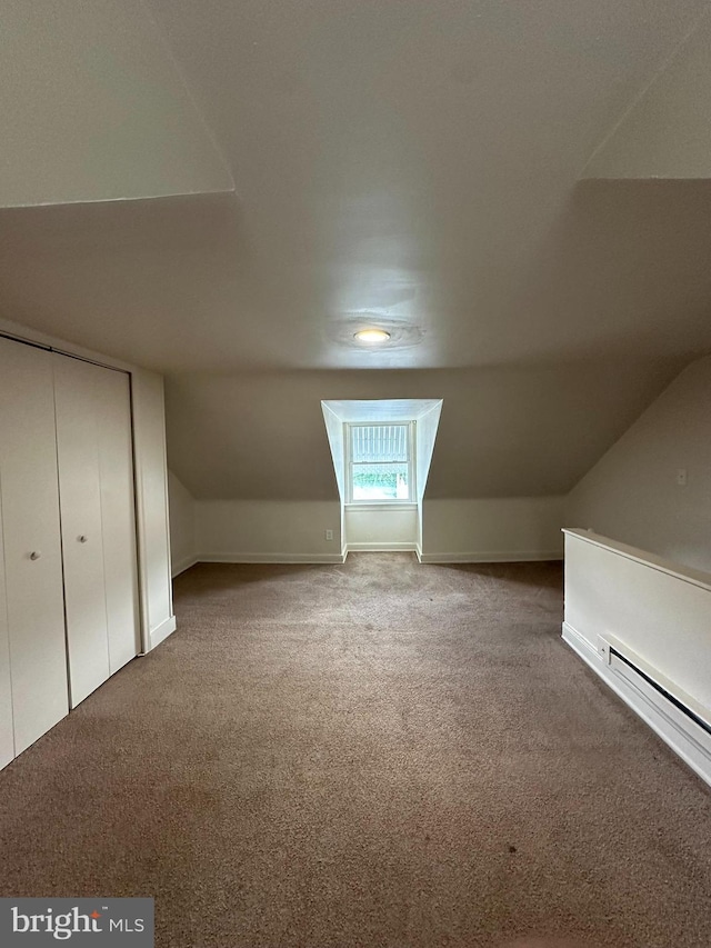 33 New Dorwart St, Lancaster, PA 17603 - additional living space featuring carpet, lofted ceiling, baseboard heating, and baseboards