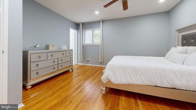 35 Bayberry Rd, Ewing, NJ 08618 - bedroom with wood finished floors, recessed lighting, baseboards, and ceiling fan