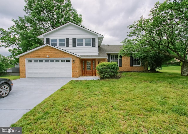 3900 Mark Ave, Harrisburg, PA 17110 - view of front of home with brick siding, concrete driveway, an attached garage, a front yard, and a shingled roof