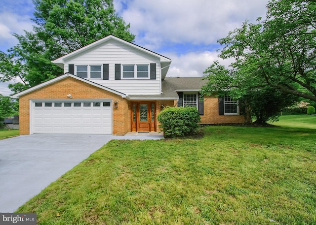 3900 Mark Ave, Harrisburg, PA 17110 - view of front facade featuring brick siding, driveway, a front yard, a garage, and roof with shingles