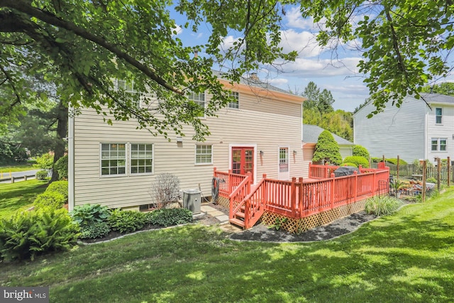922 Pheasant Run Dr, Gaithersburg, MD 20878 - back of house featuring a wooden deck and central AC unit