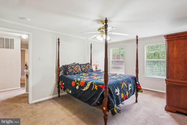 922 Pheasant Run Dr, Gaithersburg, MD 20878 - carpeted bedroom featuring baseboards, crown molding, and ceiling fan