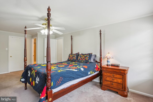 922 Pheasant Run Dr, Gaithersburg, MD 20878 - carpeted bedroom with crown molding, ceiling fan, and baseboards