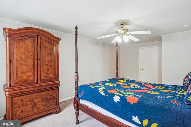 922 Pheasant Run Dr, Gaithersburg, MD 20878 - bedroom featuring light carpet, ornamental molding, ceiling fan, and baseboards