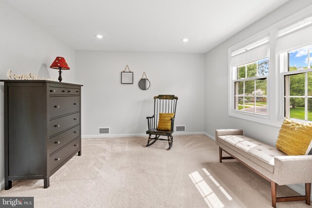 12419 Melling Ln, Bowie, MD 20715 - sitting room featuring light carpet, baseboards, and recessed lighting