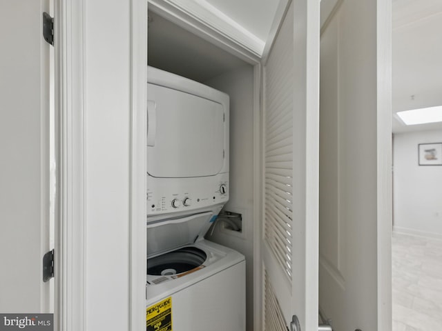 11800 Sunset Hills Rd Unit 717, Reston, VA 20190 - laundry room featuring stacked washer / drying machine