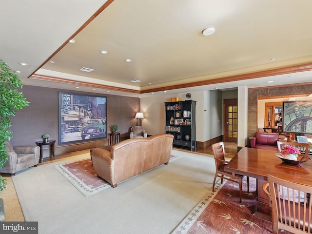 11800 Sunset Hills Rd Unit 717, Reston, VA 20190 - living room featuring a tray ceiling and recessed lighting