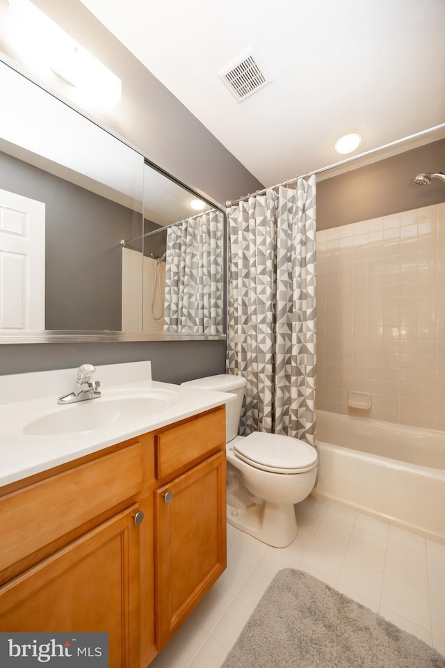 19 Cameron Ct, Royersford, PA 19468 - full bathroom with vanity, tile patterned flooring, toilet, and shower / tub combo with curtain