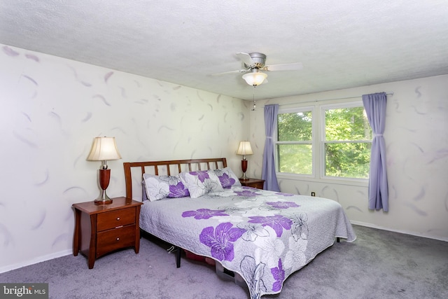 10263 Wayover Way, Columbia, MD 21046 - bedroom with carpet floors, a textured ceiling, and ceiling fan