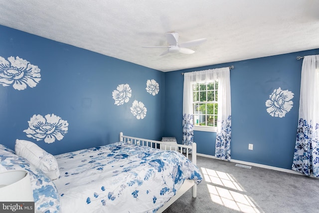 10263 Wayover Way, Columbia, MD 21046 - bedroom featuring baseboards, carpet floors, a textured ceiling, and ceiling fan