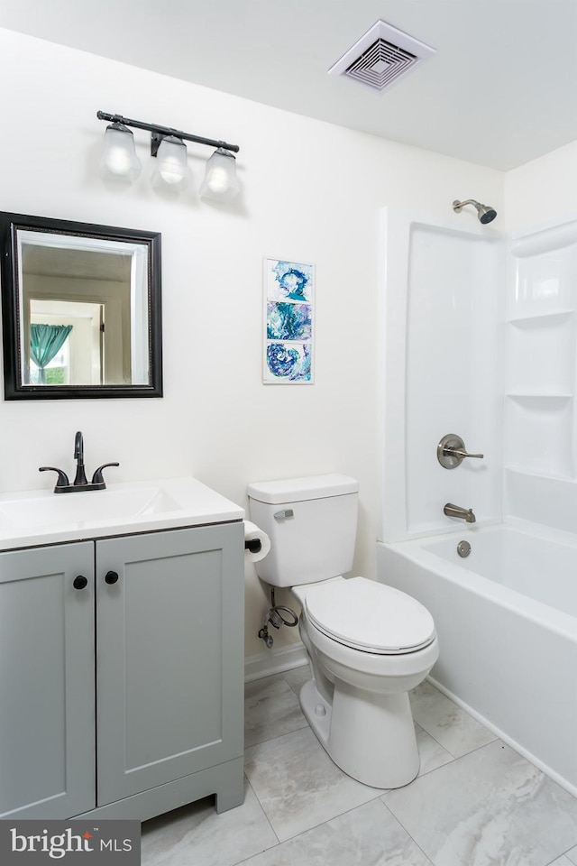 10263 Wayover Way, Columbia, MD 21046 - full bathroom with toilet, vanity, bathtub / shower combination, and marble finish flooring