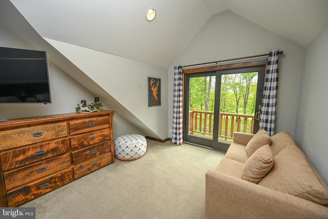 90 Biltmore Ridge Trl, Mc Henry, MD 21541 - carpeted living room featuring lofted ceiling