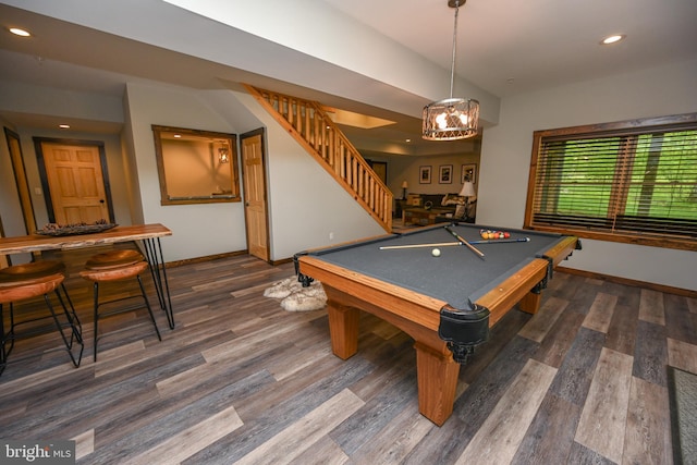 90 Biltmore Ridge Trl, Mc Henry, MD 21541 - game room featuring wood finished floors, baseboards, recessed lighting, and billiards