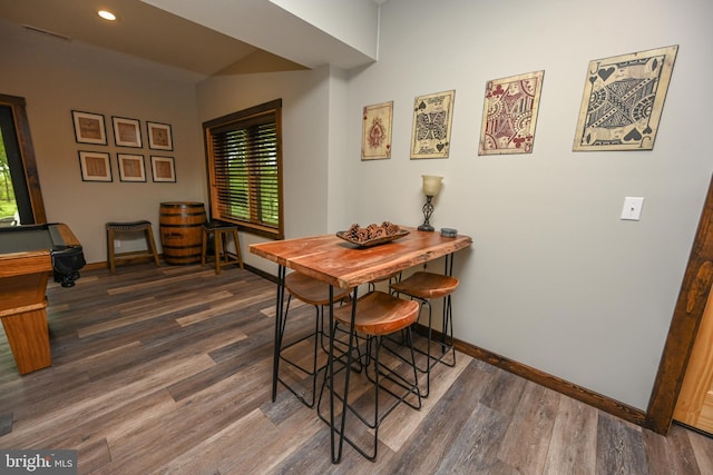 90 Biltmore Ridge Trl, Mc Henry, MD 21541 - dining room featuring baseboards, wood finished floors, recessed lighting, and billiards table