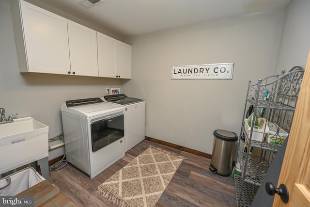90 Biltmore Ridge Trl, Mc Henry, MD 21541 - washroom with washer and dryer, cabinet space, dark wood finished floors, and baseboards