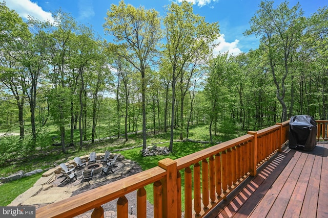 90 Biltmore Ridge Trl, Mc Henry, MD 21541 - wooden terrace featuring an outdoor fire pit and a grill
