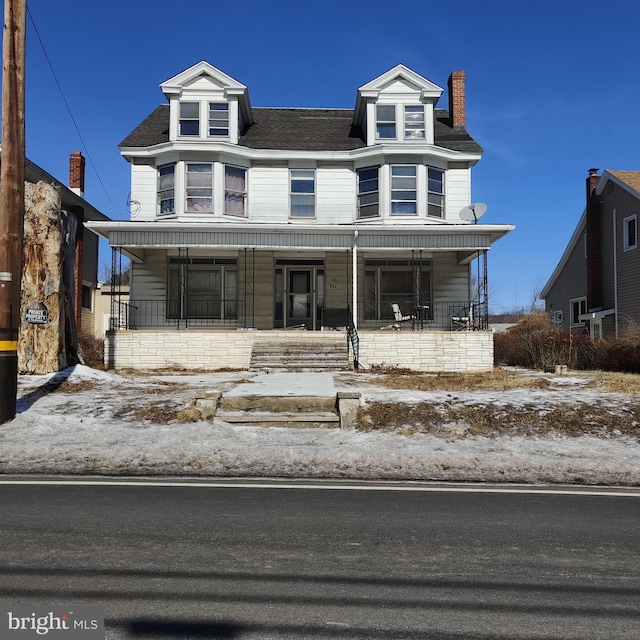 886 Barnesville Dr, Barnesville, PA 18214 - victorian house with a chimney, a porch, and roof with shingles