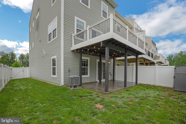 23754 Myrtle Glen Way, California, MD 20619 - back of property featuring a gate, a patio, a deck, and central air condition unit