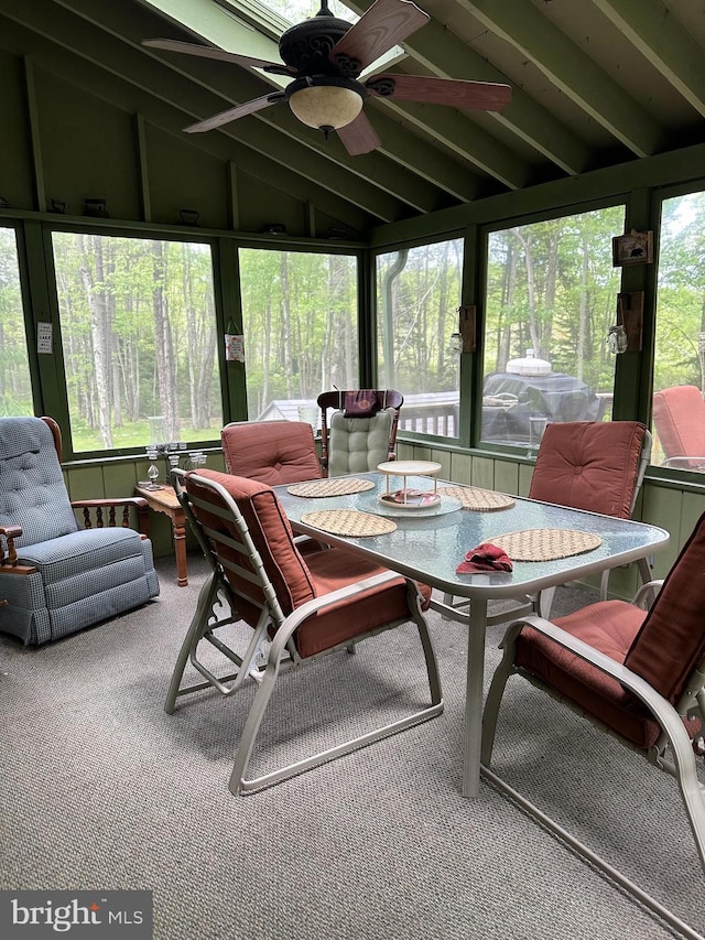 202 Tepee Dr, Pocono Lake, PA 18347 - sunroom featuring ceiling fan and outdoor dining space