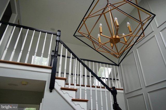 4 E Spring Oak Cir, Media, PA 19063 - stairway featuring a chandelier and a towering ceiling