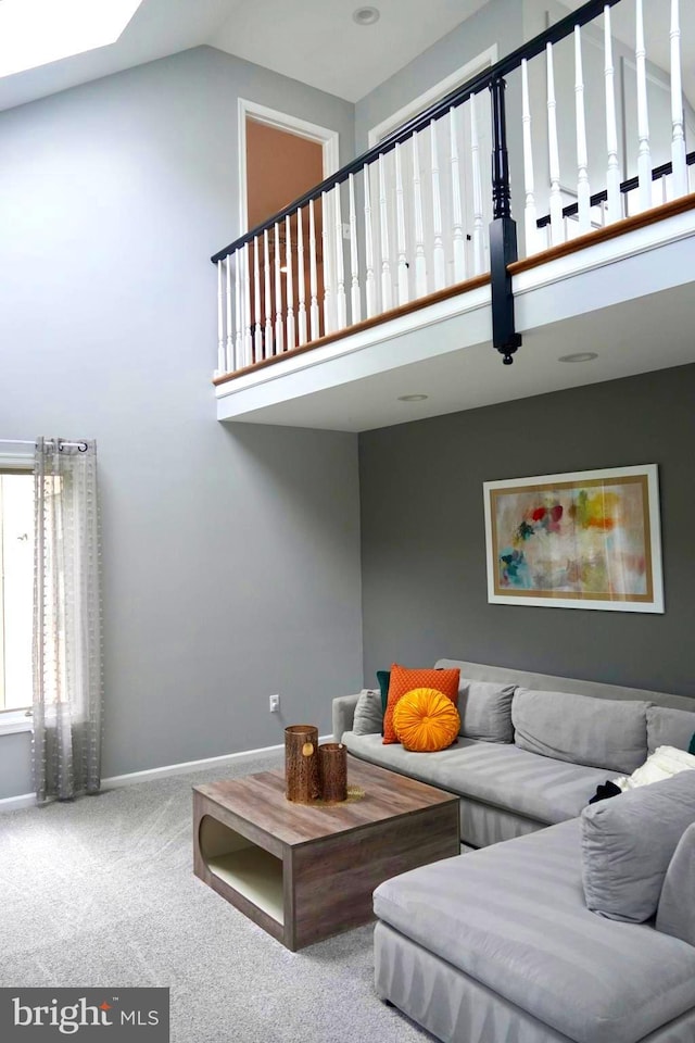 4 E Spring Oak Cir, Media, PA 19063 - carpeted living room with high vaulted ceiling and baseboards