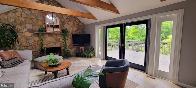 4 E Spring Oak Cir, Media, PA 19063 - living room featuring light tile patterned floors and a fireplace