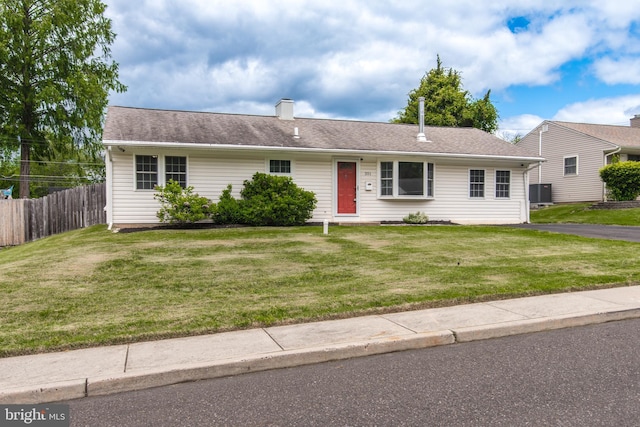 351 Doone Rd, Fairless Hills, PA 19030 - ranch-style home featuring a chimney and central air condition unit