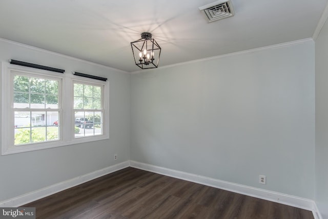 351 Doone Rd, Fairless Hills, PA 19030 - empty room with baseboards, a chandelier, crown molding, and dark wood-style floors