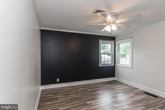 351 Doone Rd, Fairless Hills, PA 19030 - empty room featuring crown molding, a ceiling fan, wood finished floors, and baseboards