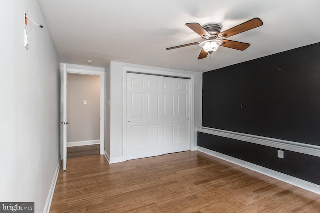351 Doone Rd, Fairless Hills, PA 19030 - unfurnished bedroom with a closet, light wood-type flooring, baseboards, and a ceiling fan