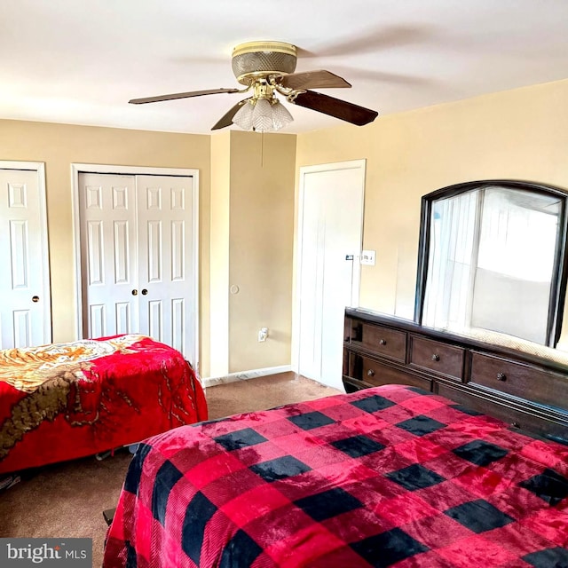 11289 Kessler Pl, Manassas, VA 20109 - bedroom featuring carpet floors, two closets, and ceiling fan